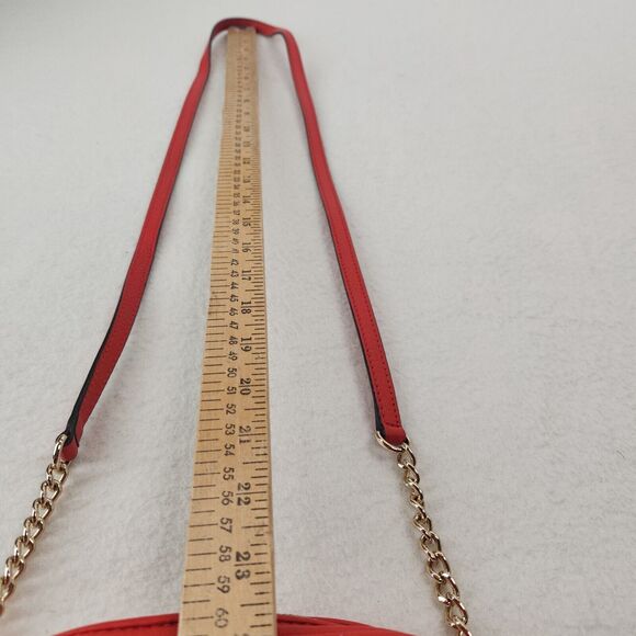 Michael Kors Hamilton Red Crossbody Bag Gold Chain Hardware Small Size Chic - Picture 9 of 9